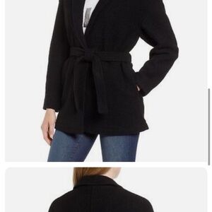 J Crew Wrap coat in boiled wool in Black